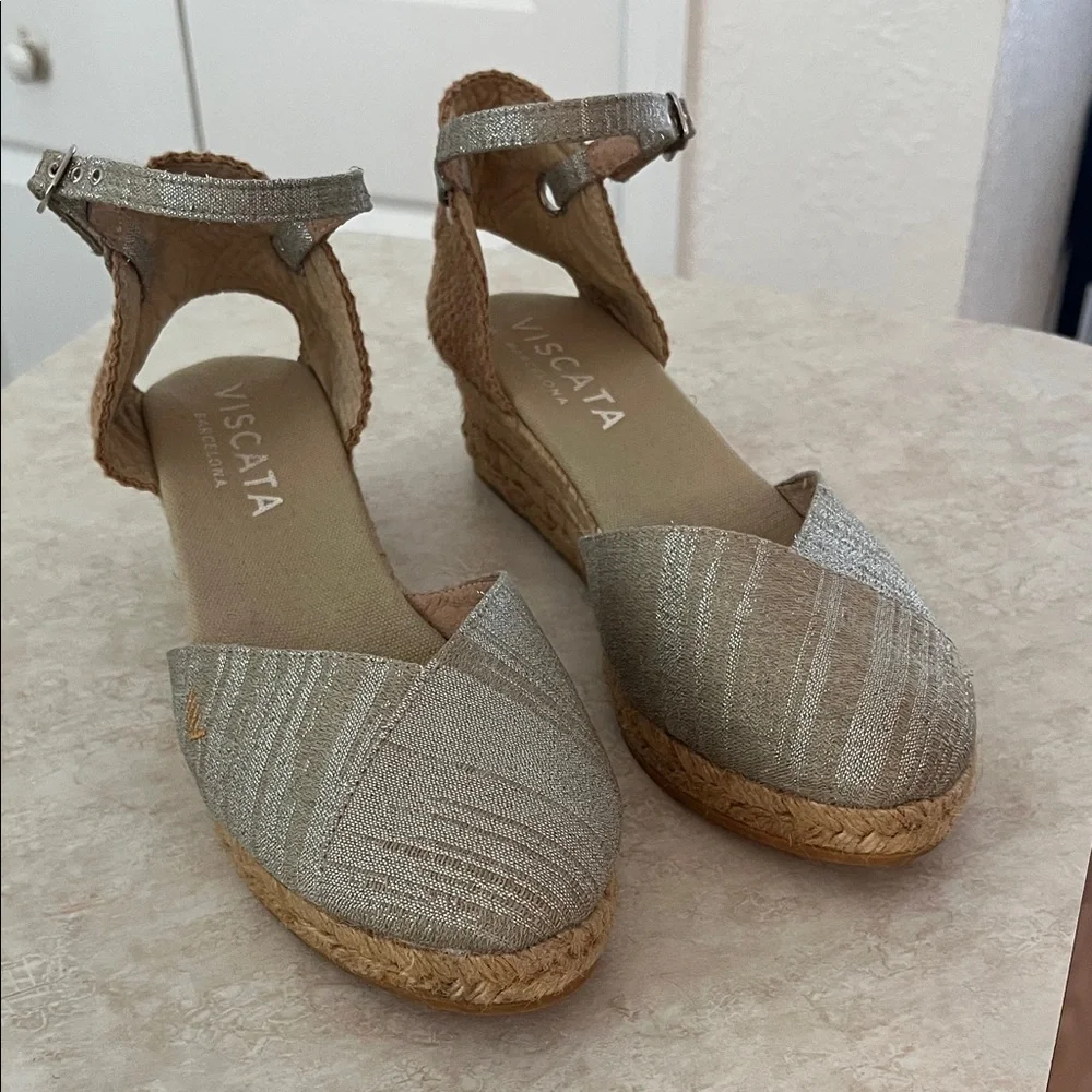 Viscata nude silver Casual Elegance Women's Espadrille Sandals size 40 - Picture 2 of 9